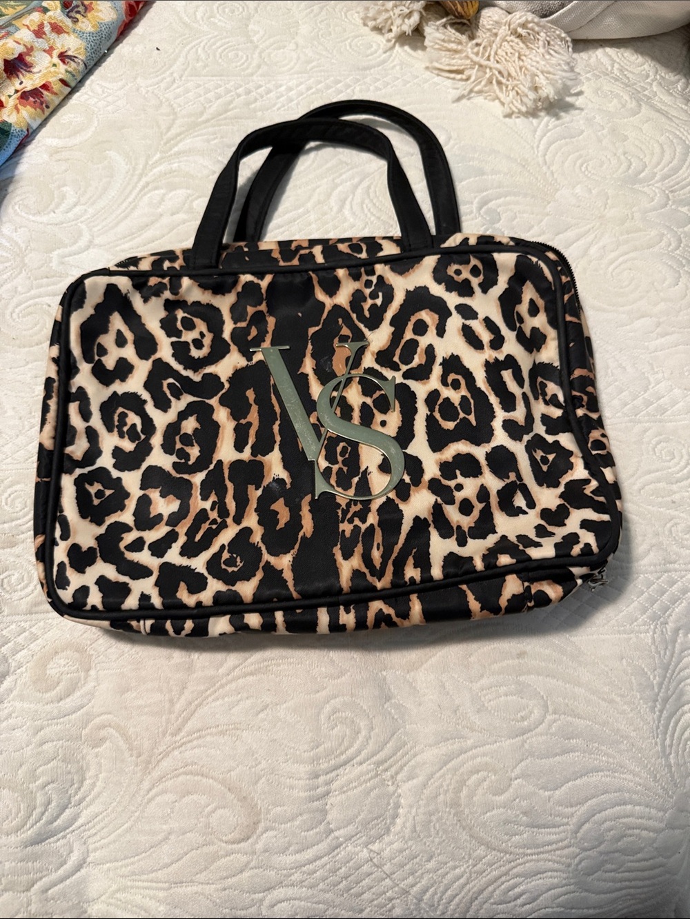 Victoria's Secret Leopard Print Cosmetic Case in Black & Brown